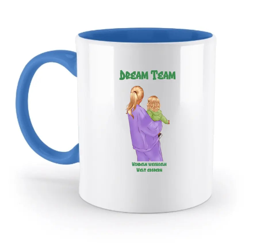 Mother &amp; Baby Designer, customizable: two-tone mug 330ml with colored interior print