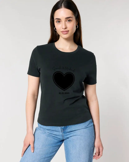 Your picture in "Couple Heart" design - Ladies Premium T-Shirt XS-2XL made of organic cotton for women