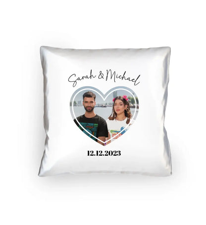 Your picture in "Couple Heart" design - cushion 40x40 cm