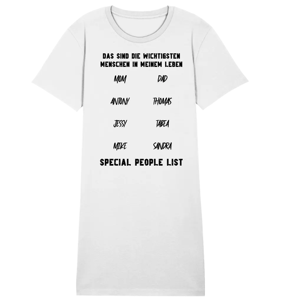 Design the text - Ladies Premium T-Shirt Dress made of organic cotton S-2XL