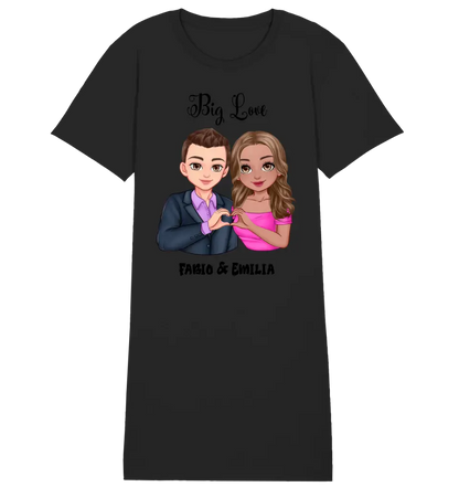 5in1: Sweet Couple (personalisierbar) - Ladies Premium T-Shirt Kleid aus Bio-Baumwolle S-2XL