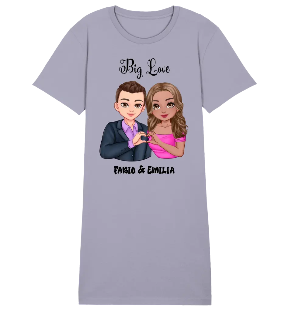 5in1: Sweet Couple (personalisierbar) - Ladies Premium T-Shirt Kleid aus Bio-Baumwolle S-2XL