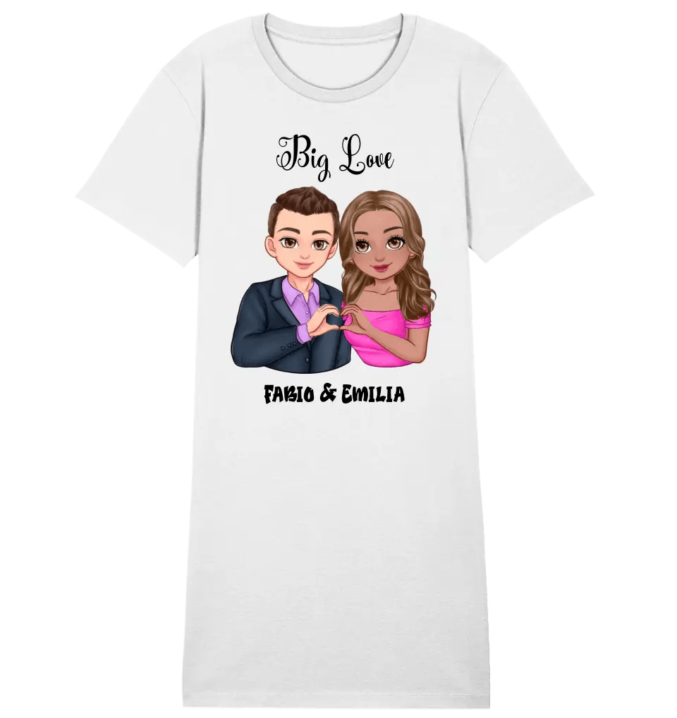 5in1: Sweet Couple (personalisierbar) - Ladies Premium T-Shirt Kleid aus Bio-Baumwolle S-2XL - HalloGeschenk.de