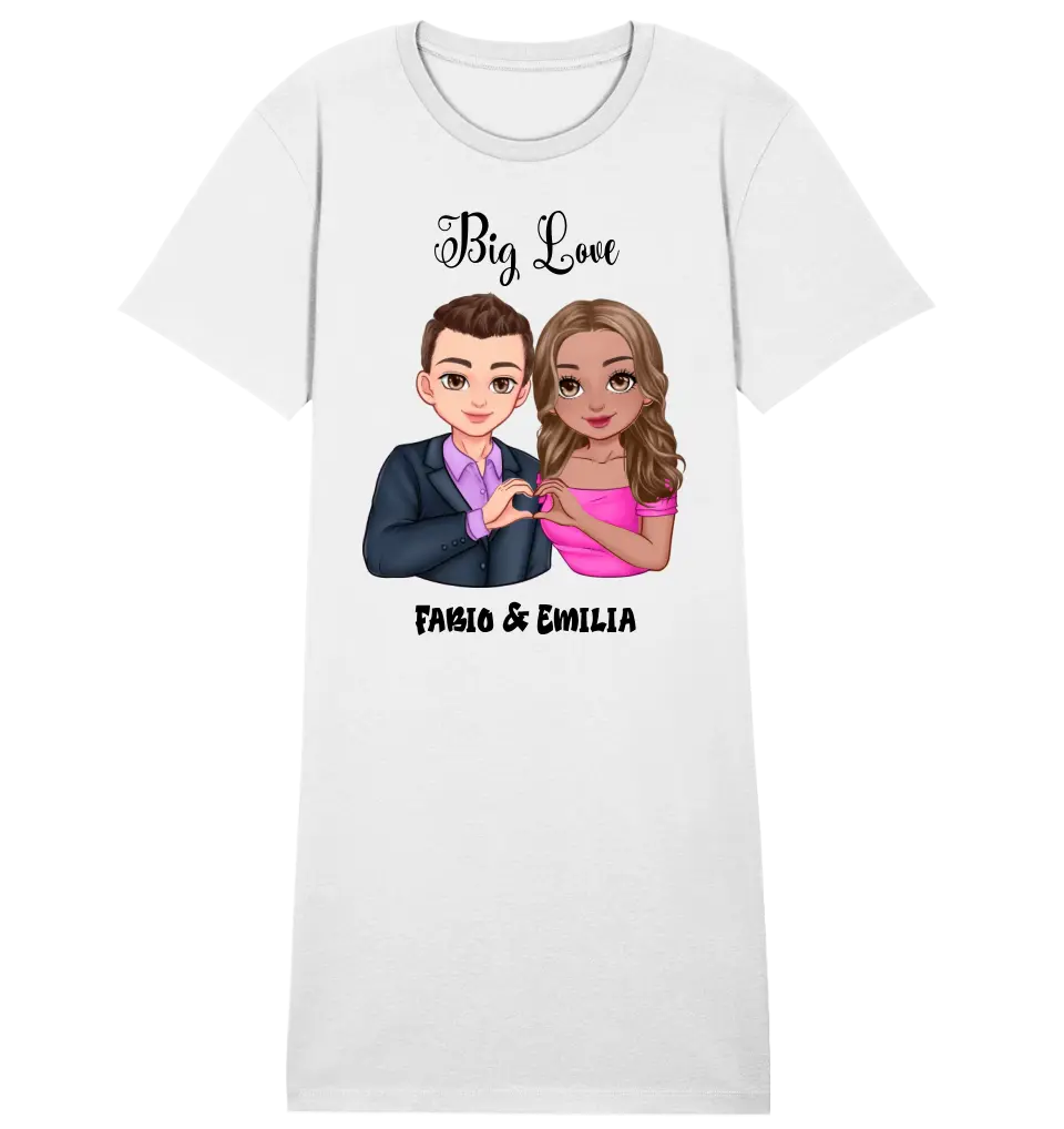 5in1: Sweet Couple (customizable) - Ladies Premium T-Shirt Dress made of organic cotton S-2XL