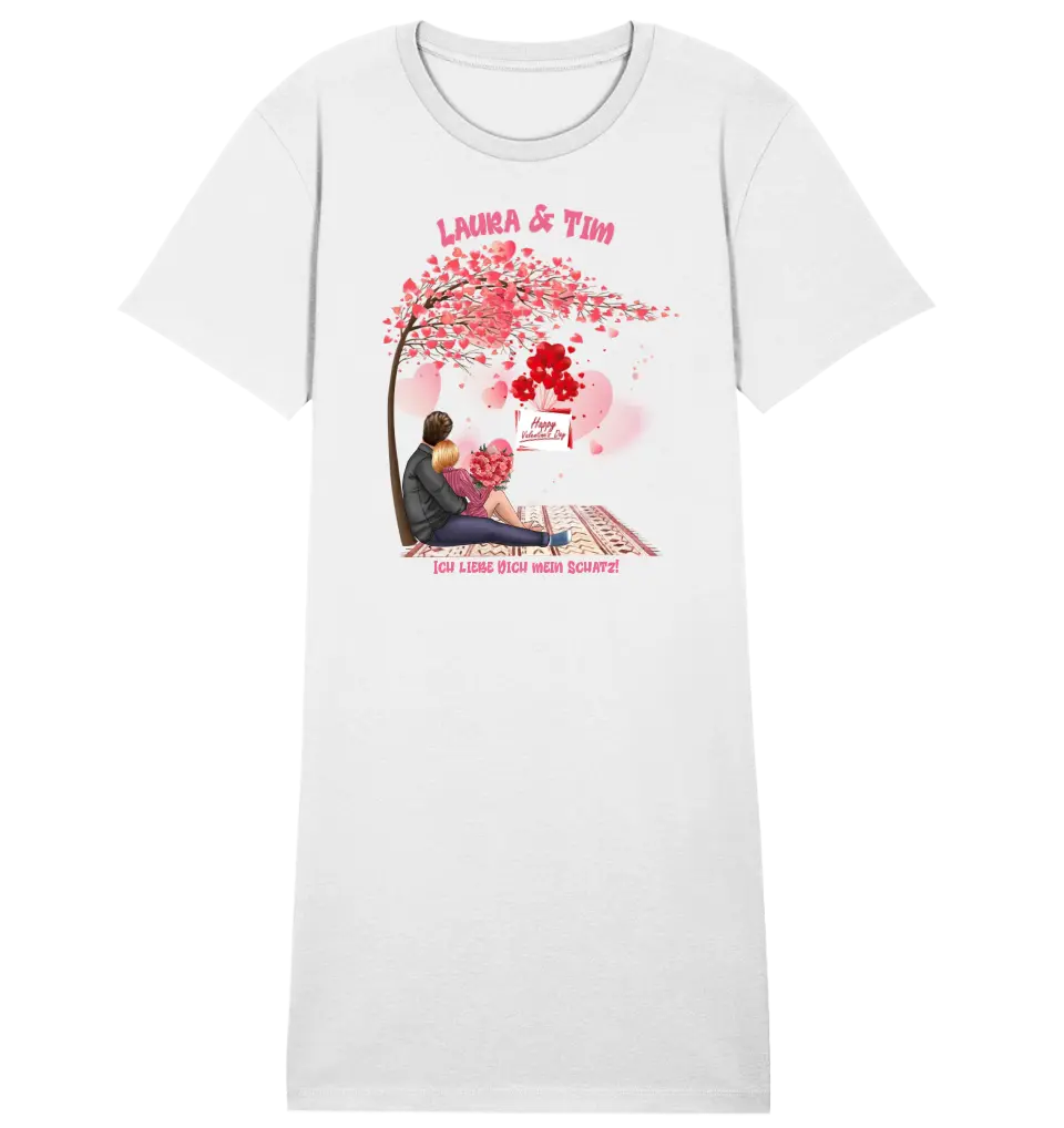 Couple Designer Valentine's Day Picnic - Ladies Premium T-Shirt Dress Made of Organic Cotton S-2XL