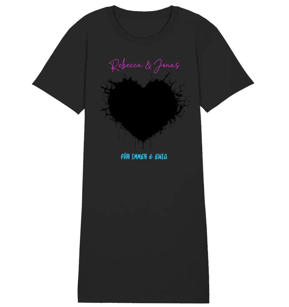 Dein Bild im "Wild-Heart" Design • Ladies Premium T-Shirt Kleid aus Bio-Baumwolle S-2XL