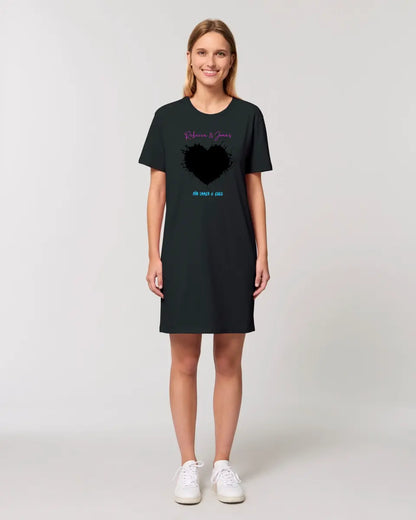 Dein Bild im "Wild-Heart" Design • Ladies Premium T-Shirt Kleid aus Bio-Baumwolle S-2XL - HalloGeschenk.de