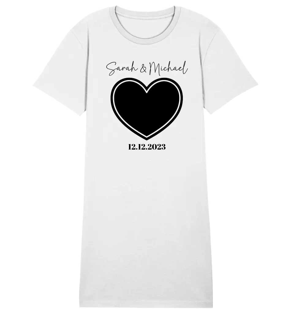 Your picture in the "Couple Heart" design • Ladies Premium T-Shirt Dress made of organic cotton S-2XL