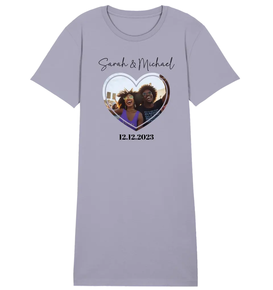 Dein Bild im "Couple-Herz"-Design • Ladies Premium T-Shirt Kleid aus Bio-Baumwolle S-2XL