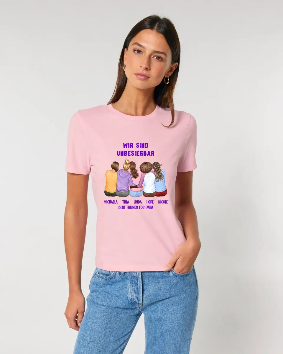 5in1: Gestalte 2-5 Freundinnen - Ladies Premium T-Shirt XS-2XL aus Bio-Baumwolle für Damen