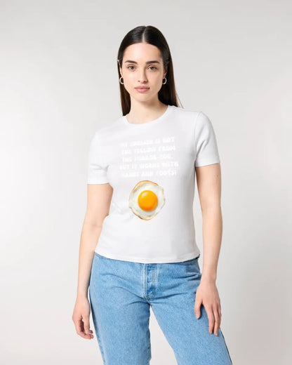 My English & the egg • Ladies Premium T-Shirt XS-2XL aus Bio-Baumwolle für Damen • Exklusivdesign • personalisiert