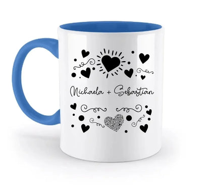 Dein(e) Wunschname(n) im LOVE DESIGN 1 - Personalisierte zweifarbige Tasse 330ml mit farbigem Innendruck