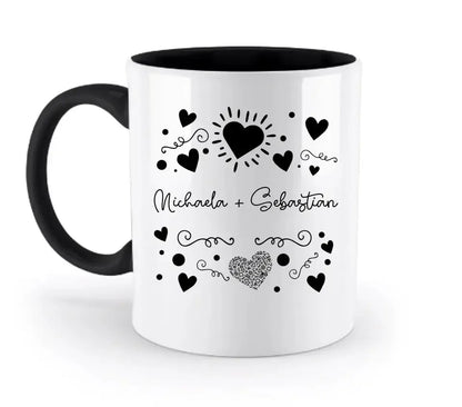 Dein(e) Wunschname(n) im LOVE DESIGN 1 - Personalisierte zweifarbige Tasse 330ml mit farbigem Innendruck