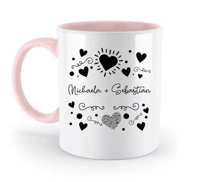 Dein(e) Wunschname(n) im LOVE DESIGN 1 - Personalisierte zweifarbige Tasse 330ml mit farbigem Innendruck