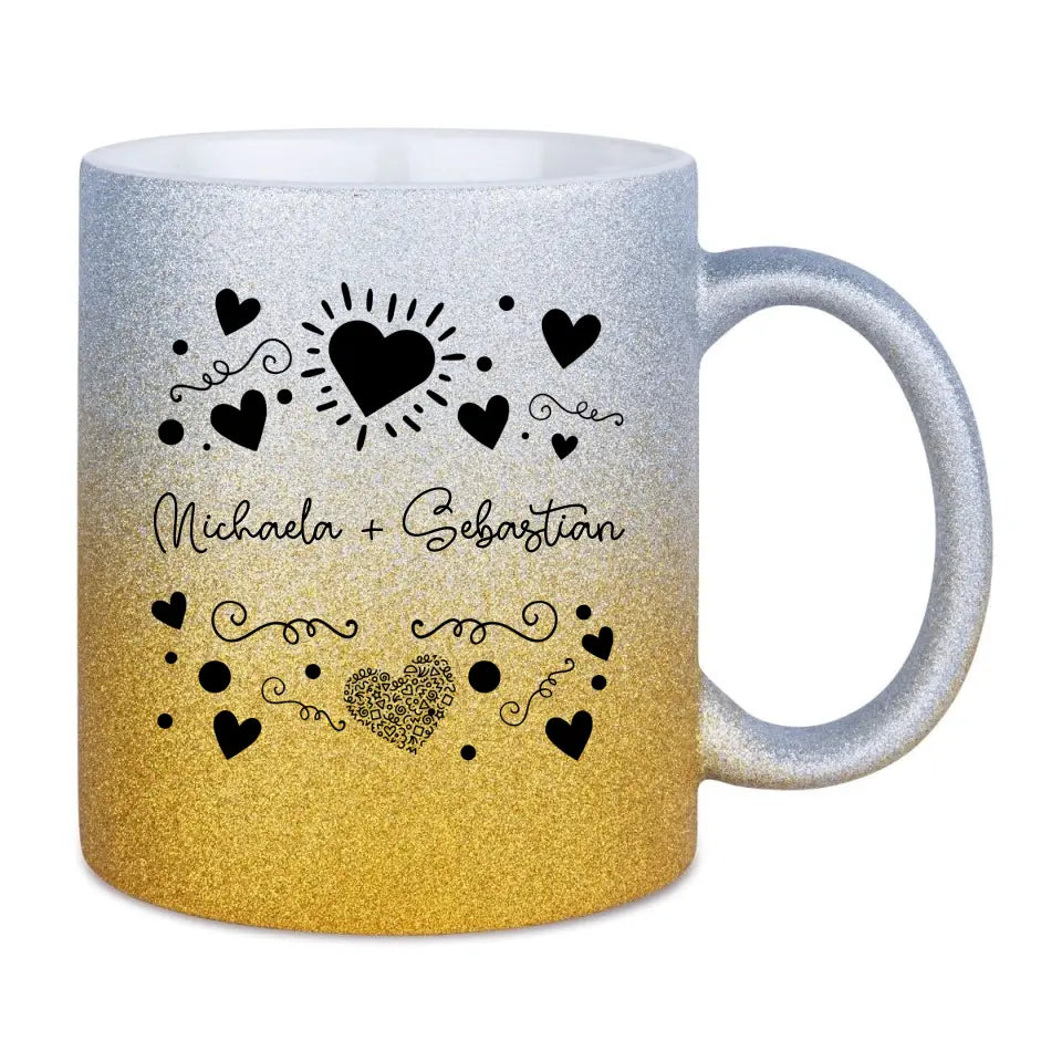 LOVE DESIGN 1 - Glitzertasse mit Farbverlauf