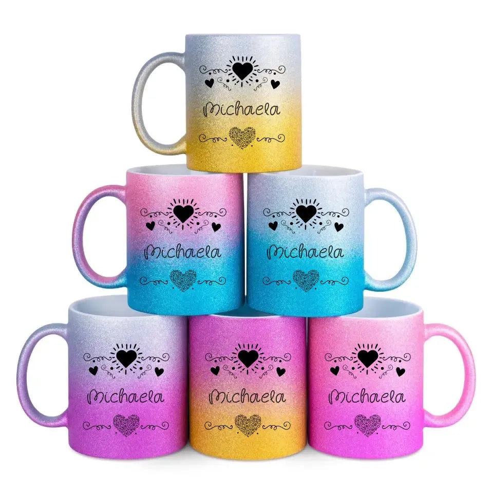 LOVE DESIGN 2 - Glitzertasse mit Farbverlauf