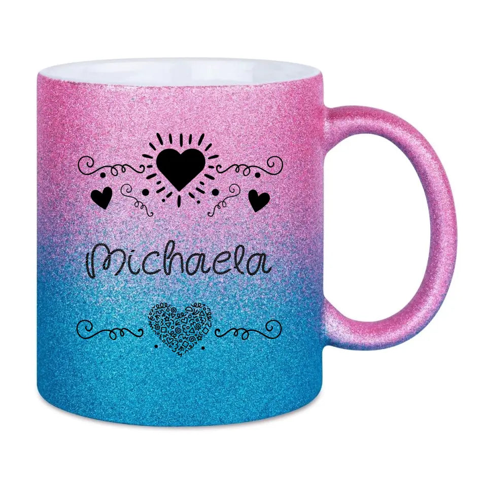 LOVE DESIGN 2 - Glitzertasse mit Farbverlauf