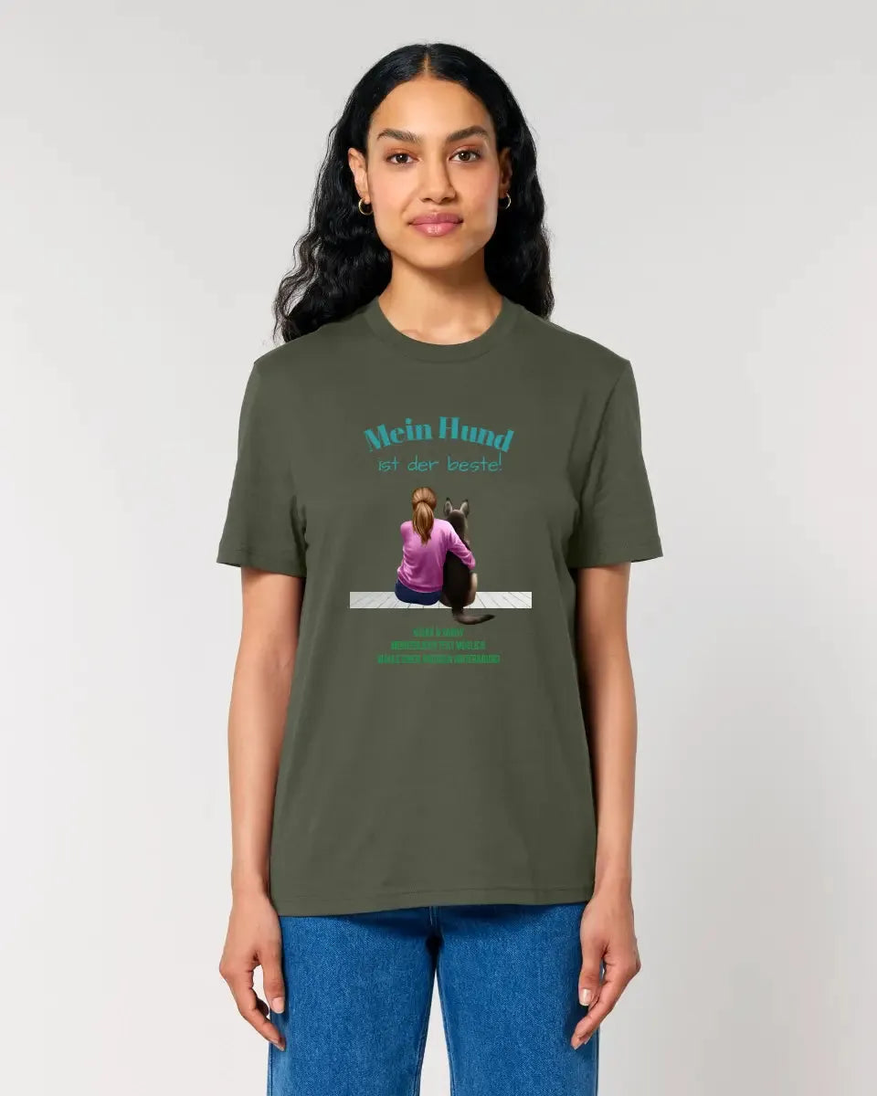 Woman with retriever or German shepherd, (customizable) - Unisex Premium T-Shirt XS-5XL made of organic cotton for women &amp; men