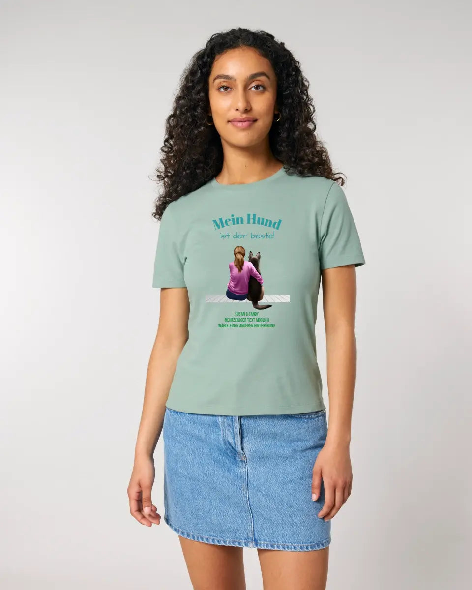 Woman with retriever or German shepherd, (customizable) - Ladies Premium T-Shirt XS-2XL made of organic cotton for women