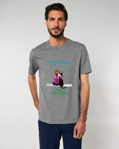 Frau mit Retriever oder Schäferhund, (personalisierbar) - Unisex Premium T-Shirt XS-5XL aus Bio-Baumwolle für Damen & Herren