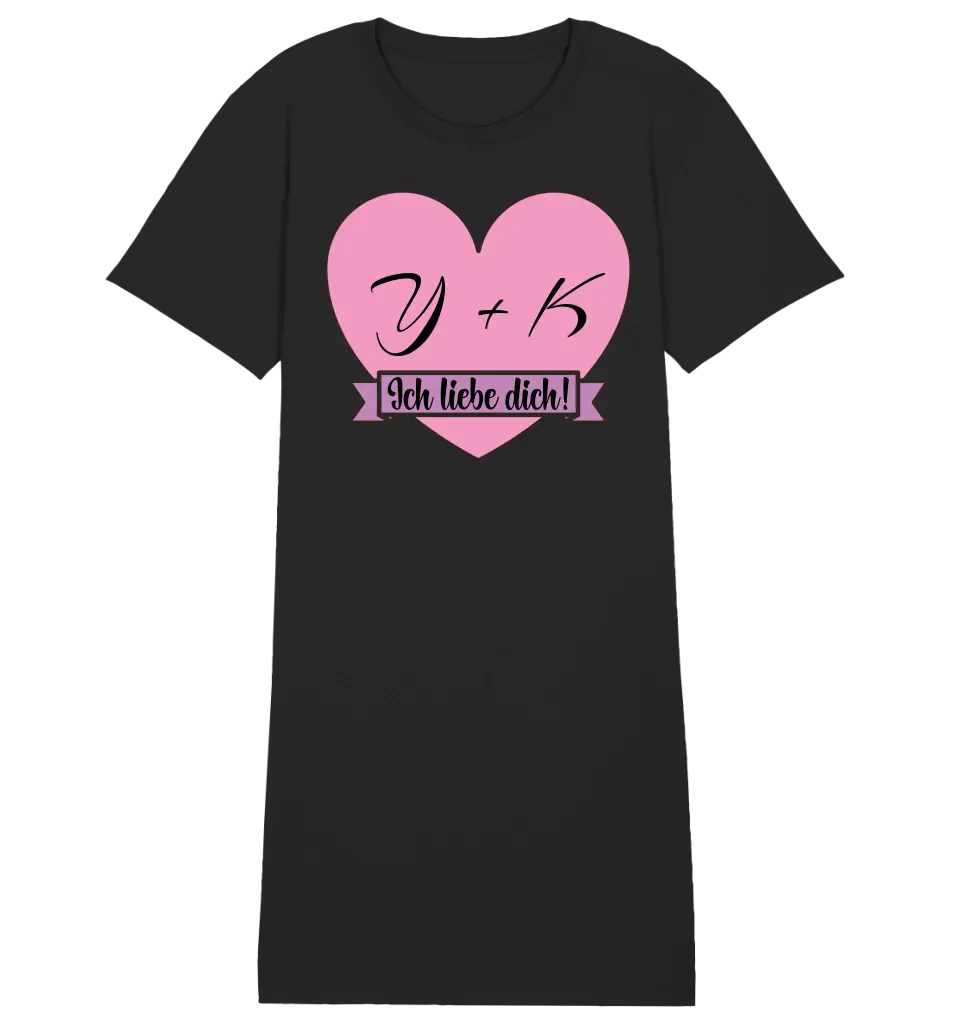 Heart with message • 4 versions • Ladies Premium T-Shirt Dress made of organic cotton S-2XL • Exclusive design • personalized