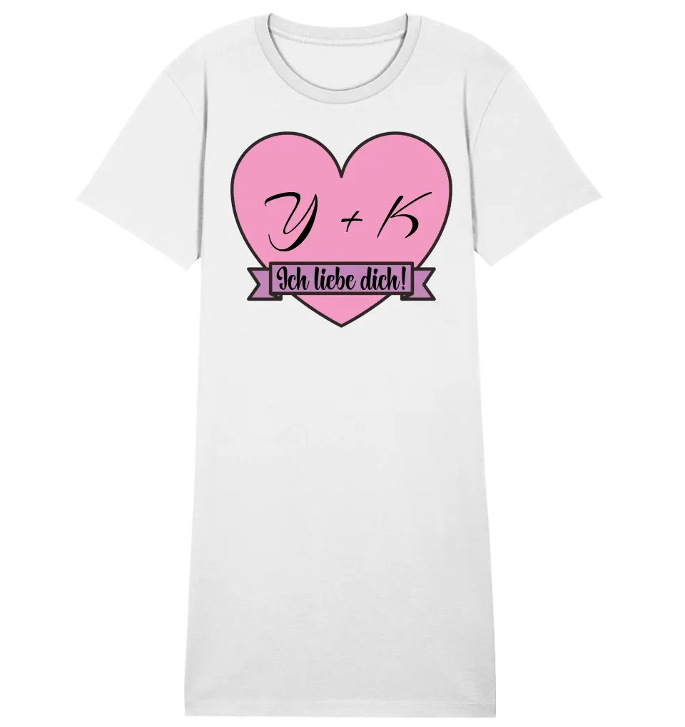 Heart with message • 4 versions • Ladies Premium T-Shirt Dress made of organic cotton S-2XL • Exclusive design • personalized