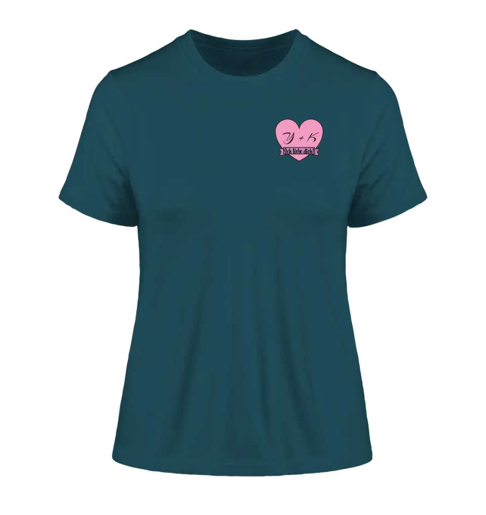 Herz mit Botschaft • Ladies Premium T-Shirt XS-2XL aus Bio-Baumwolle für Damen • Exklusivdesign • personalisiert • Brustdruck