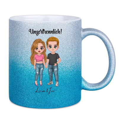 5in1: Cute People Design - Glitzertasse mit Farbverlauf von HalloGeschenk.de