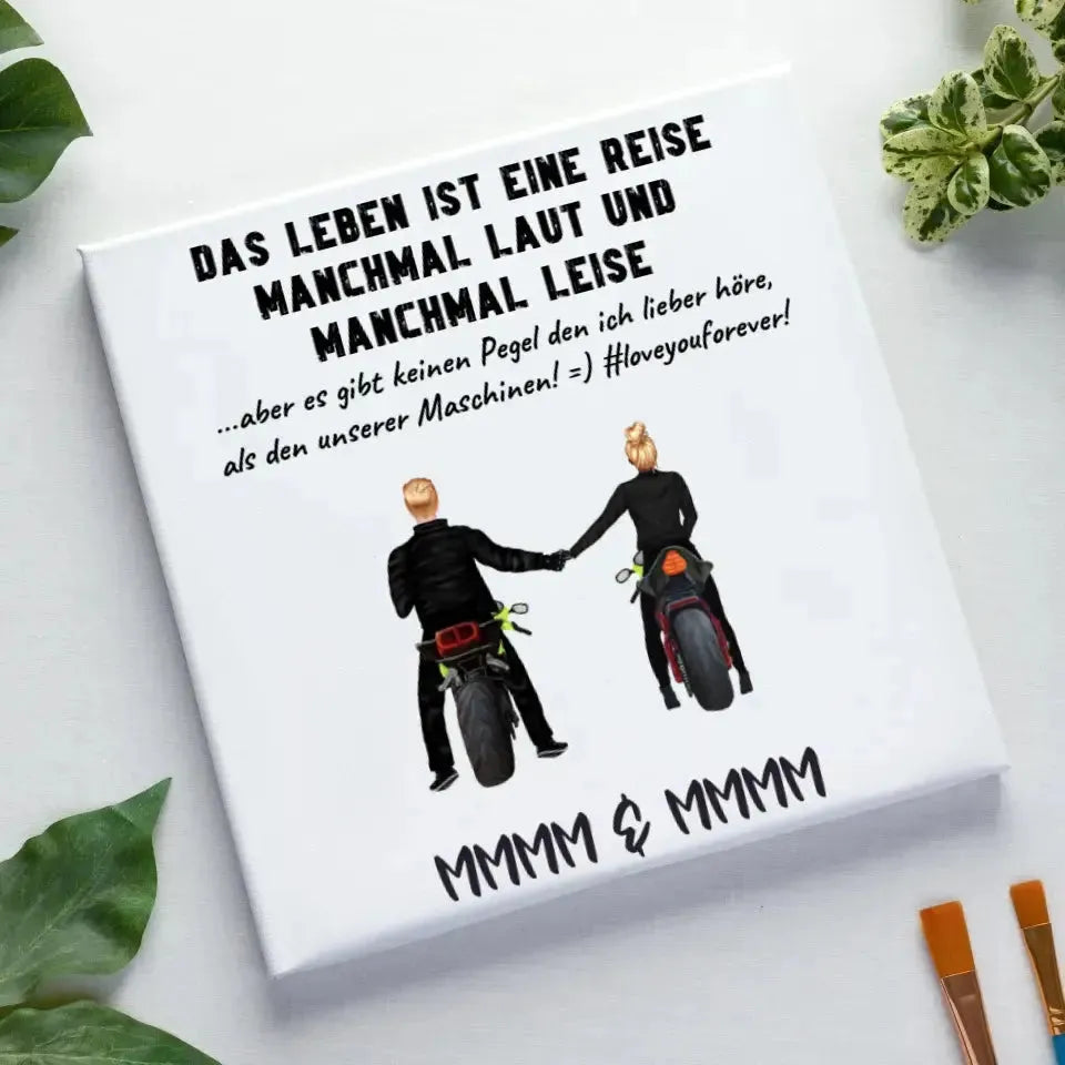 2in1: Paar Designer • Motorrad Couple • Leinwand in 4 Größen von HalloGeschenk.de