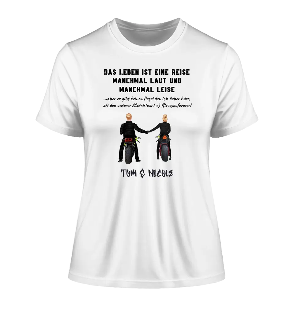 2in1: Motorcycle Couple (customizable) - Ladies Premium T-Shirt XS-2XL made of organic cotton for women