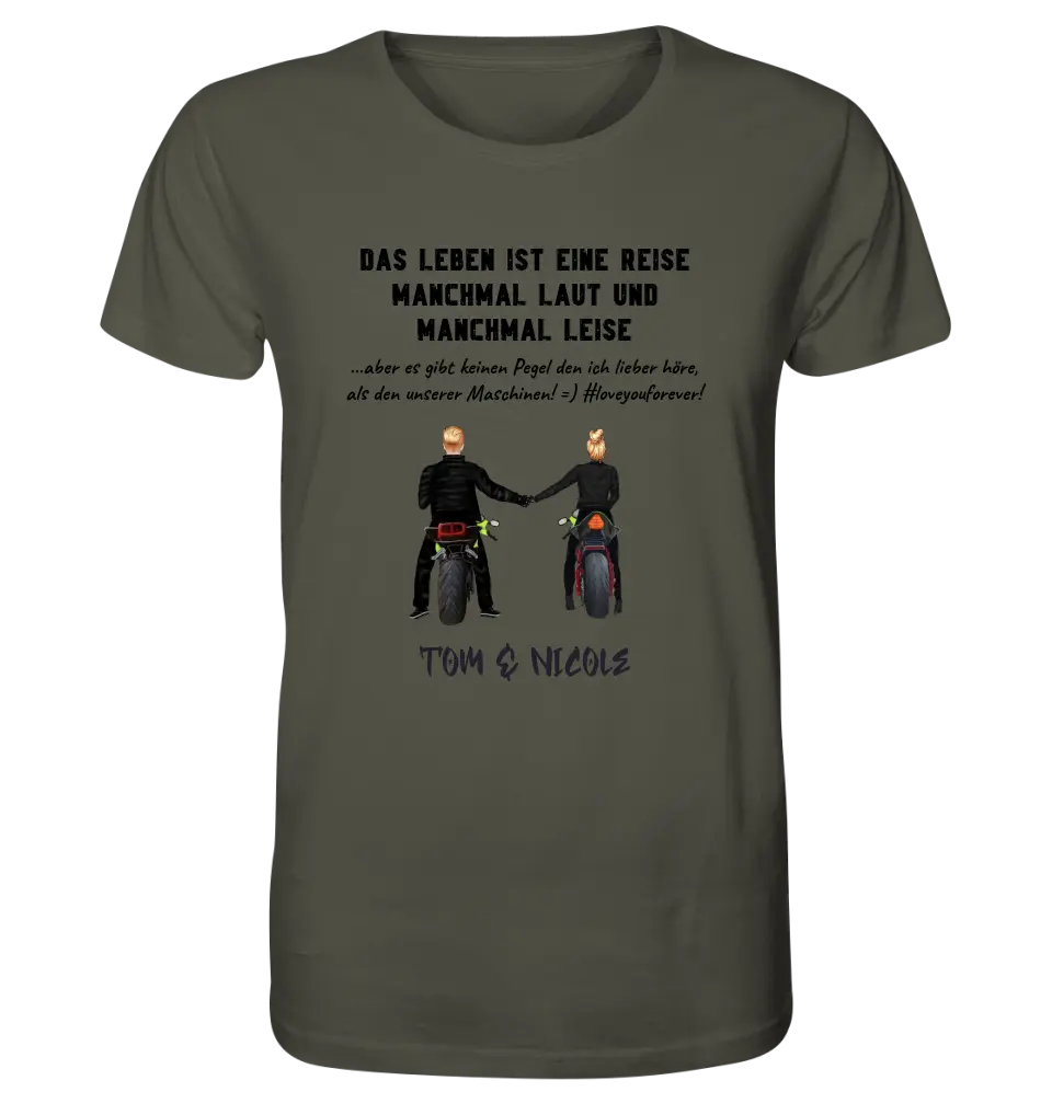 2in1: Couple Designer • Motorcycle Couple • Unisex Premium T-Shirt XS-5XL made of organic cotton for women &amp; men