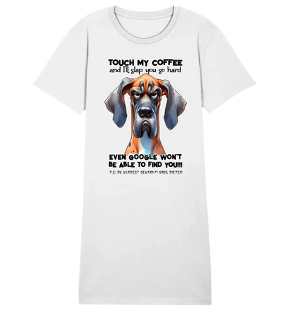 Coffee-Dog • Kaffee • Hund • 4 Versionen • Ladies Premium T-Shirt Kleid aus Bio-Baumwolle S-2XL  • Exklusivdesign • personalisiert