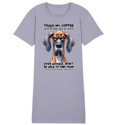 Coffee-Dog • Kaffee • Hund • 4 Versionen • Ladies Premium T-Shirt Kleid aus Bio-Baumwolle S-2XL  • Exklusivdesign • personalisiert