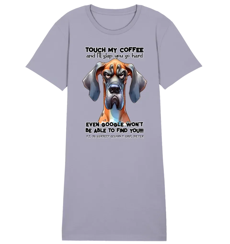 Coffee-Dog • Kaffee • Hund • 4 Versionen • Ladies Premium T-Shirt Kleid aus Bio-Baumwolle S-2XL  • Exklusivdesign • personalisiert