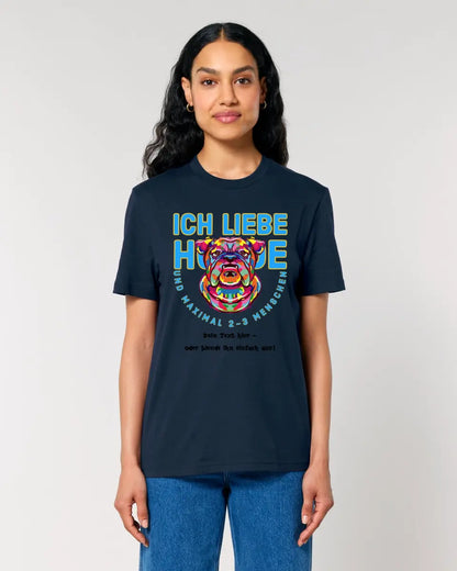 Ich liebe Hunde und 2-3 Menschen • Unisex Premium T-Shirt XS-5XL aus Bio-Baumwolle für Damen & Herren • Exklusivdesign • personalisiert