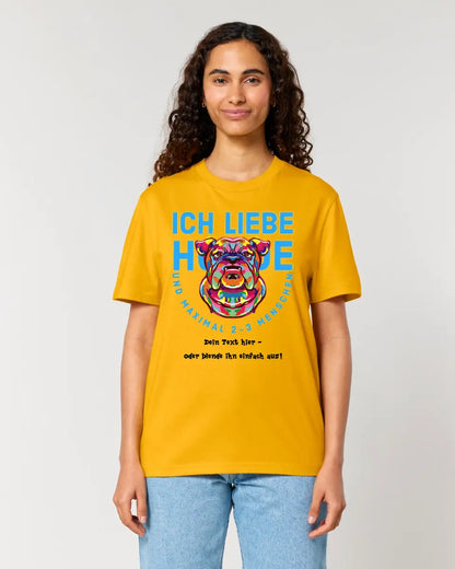 Ich liebe Hunde und 2-3 Menschen • Unisex Premium T-Shirt XS-5XL aus Bio-Baumwolle für Damen & Herren • Exklusivdesign • personalisiert