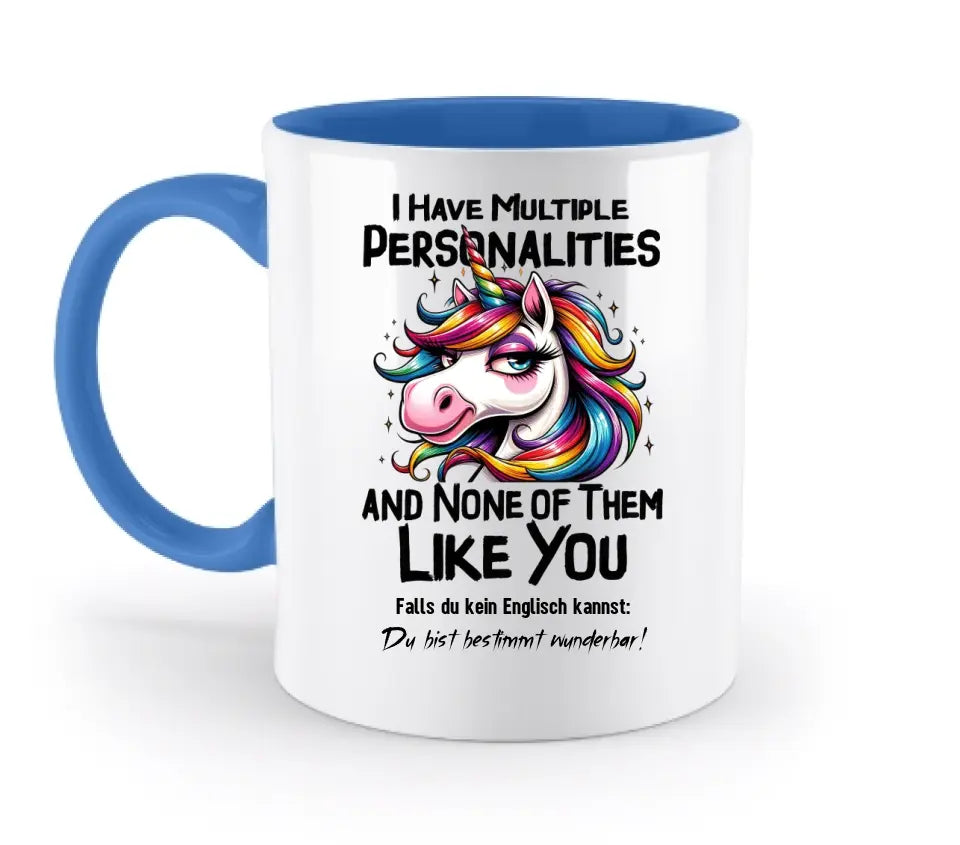 Einhorn - Multiple Persönlichkeit • Katze • zweifarbige Tasse  • Exklusivdesign • personalisiert