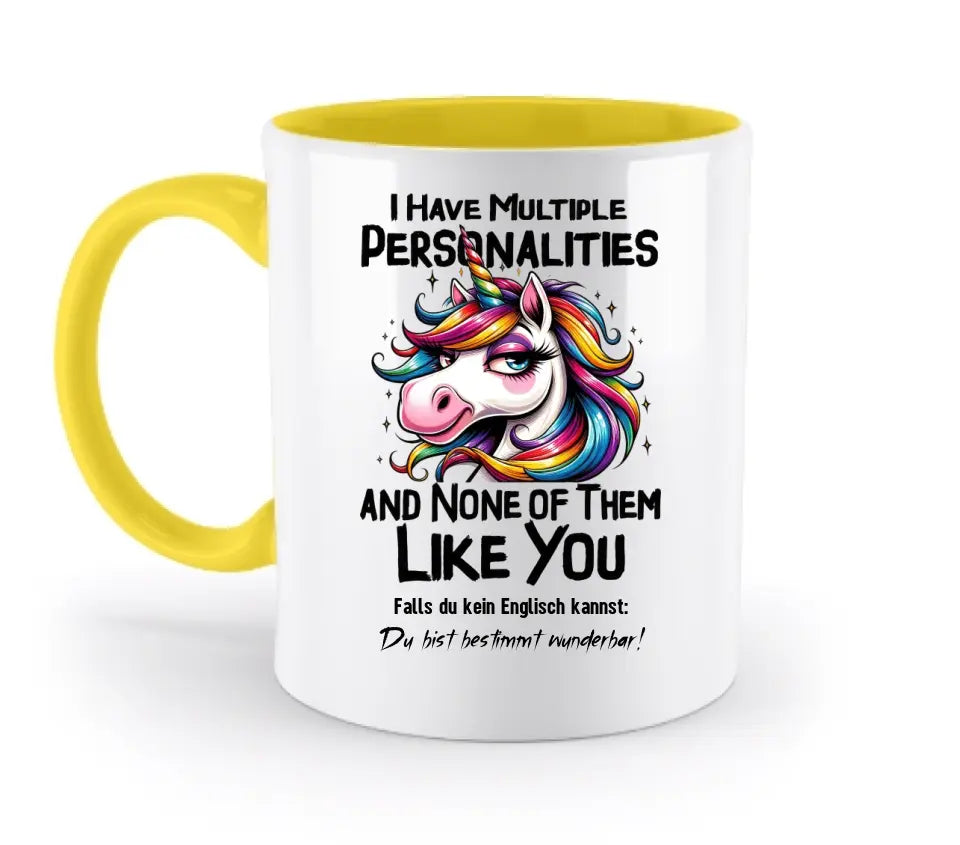 Einhorn - Multiple Persönlichkeit • Katze • zweifarbige Tasse  • Exklusivdesign • personalisiert