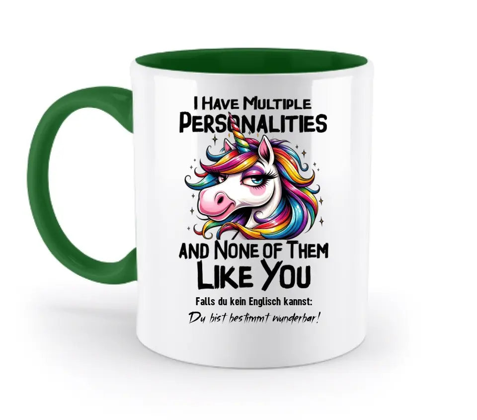 Einhorn - Multiple Persönlichkeit • Katze • zweifarbige Tasse  • Exklusivdesign • personalisiert