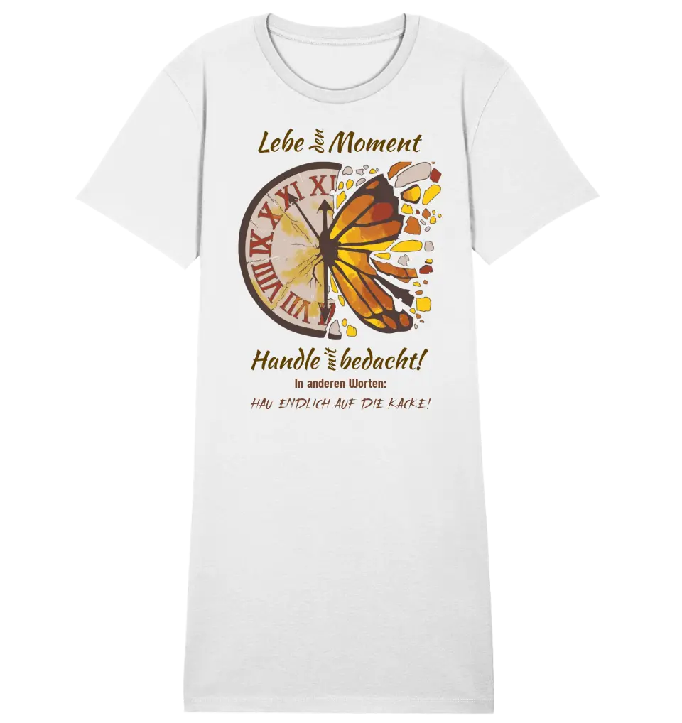 Live the moment • 4 versions • Ladies Premium T-Shirt Dress made of organic cotton S-2XL • Exclusive design • personalized