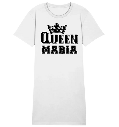 QUEEN + WUNSCHNAME • 4 Versionen • Ladies Premium T-Shirt Kleid aus Bio-Baumwolle S-2XL  • Exklusivdesign • personalisiert