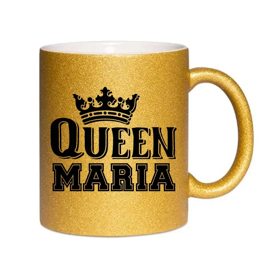 QUEEN + WUNSCHNAME • Glitzertasse ohne Farbverlauf