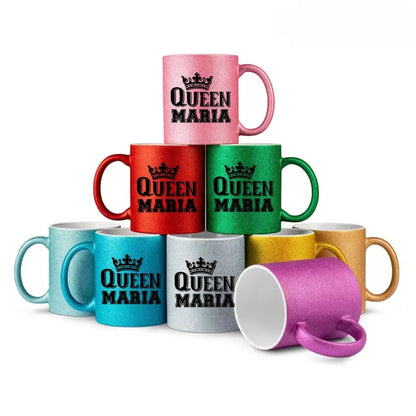 QUEEN + WUNSCHNAME • Glitzertasse ohne Farbverlauf