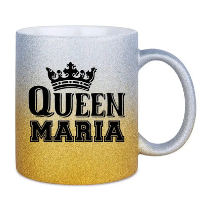 QUEEN + WUNSCHNAME • Glitzertasse mit Farbverlauf von HalloGeschenk.de