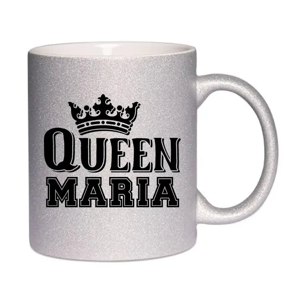 QUEEN + WUNSCHNAME • Glitzertasse ohne Farbverlauf