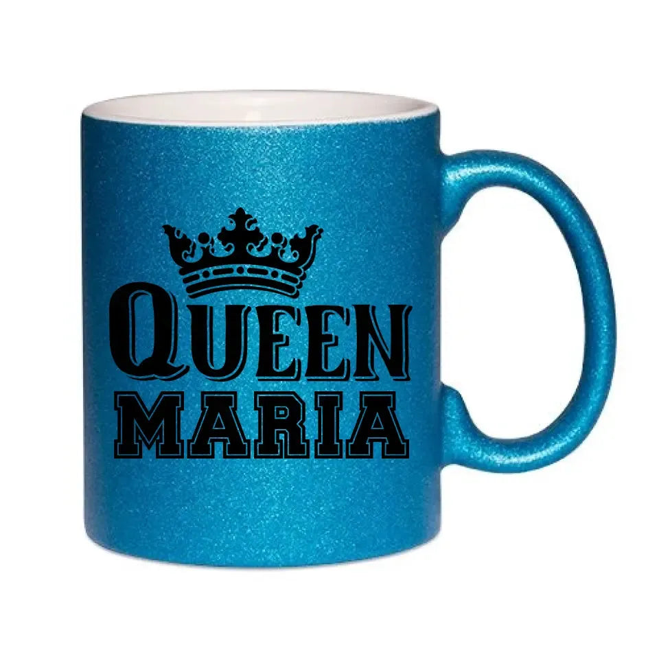 QUEEN + WUNSCHNAME • Glitzertasse ohne Farbverlauf