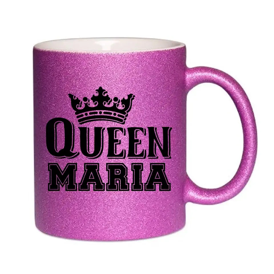 QUEEN + WUNSCHNAME • Glitzertasse ohne Farbverlauf