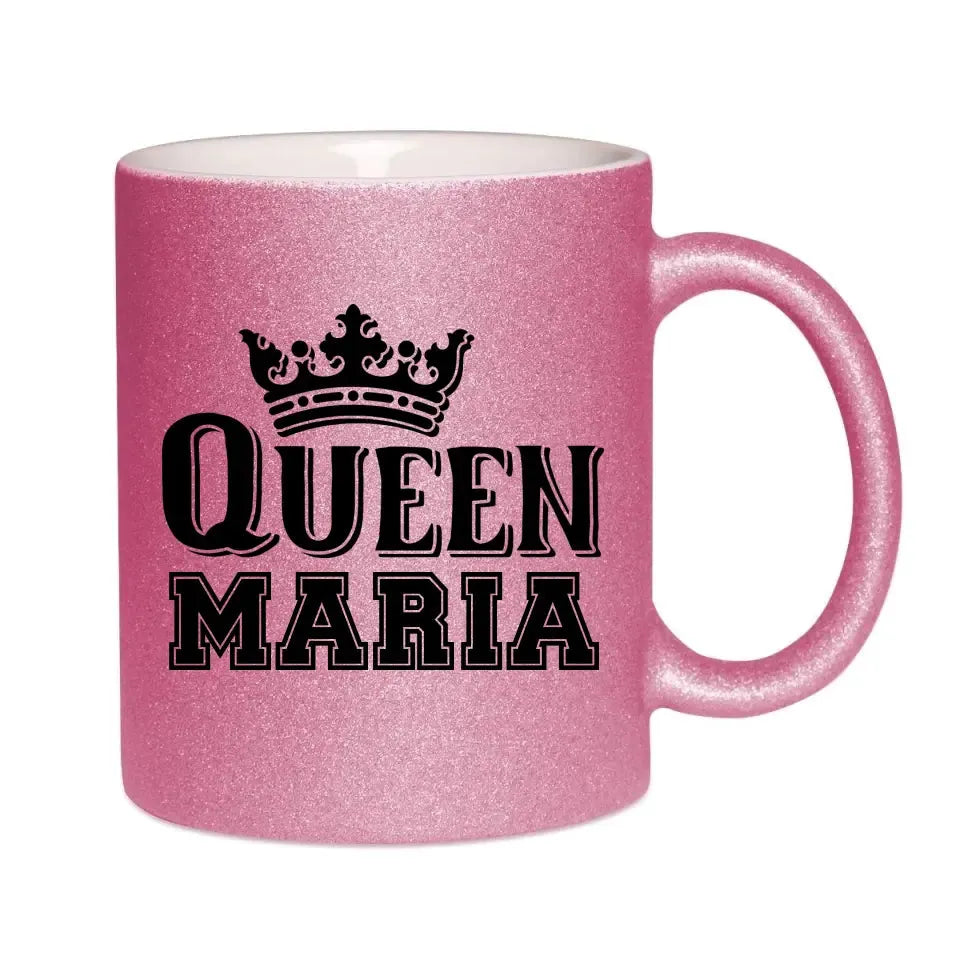 QUEEN + WUNSCHNAME • Glitzertasse ohne Farbverlauf