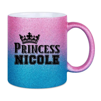 PRINCESS + WUNSCHNAME • Glitzertasse mit Farbverlauf