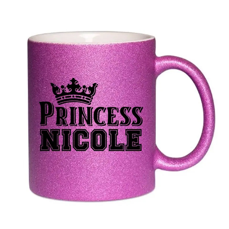 PRINCESS + WUNSCHNAME • Glitzertasse ohne Farbverlauf